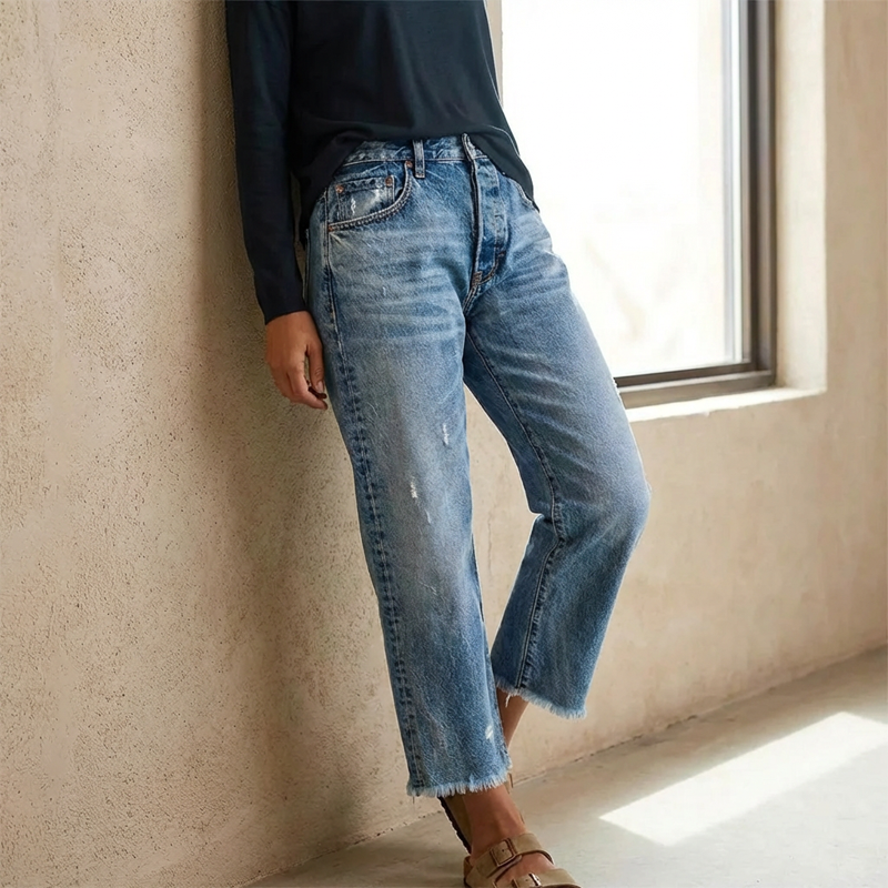 Wieke™ | Premium Cropped Jeans – Tijdloze Pasvorm & Moeiteloze Stijl
