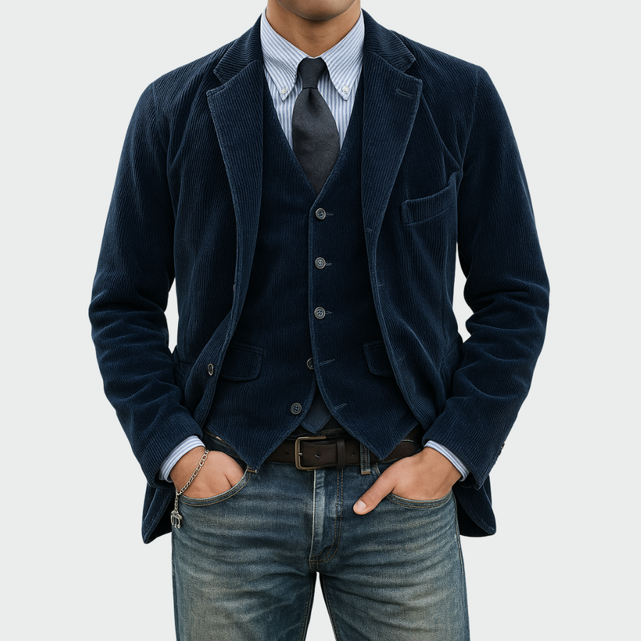 Tommy | 2-delige set: Blazer en Gilet van Fluweel