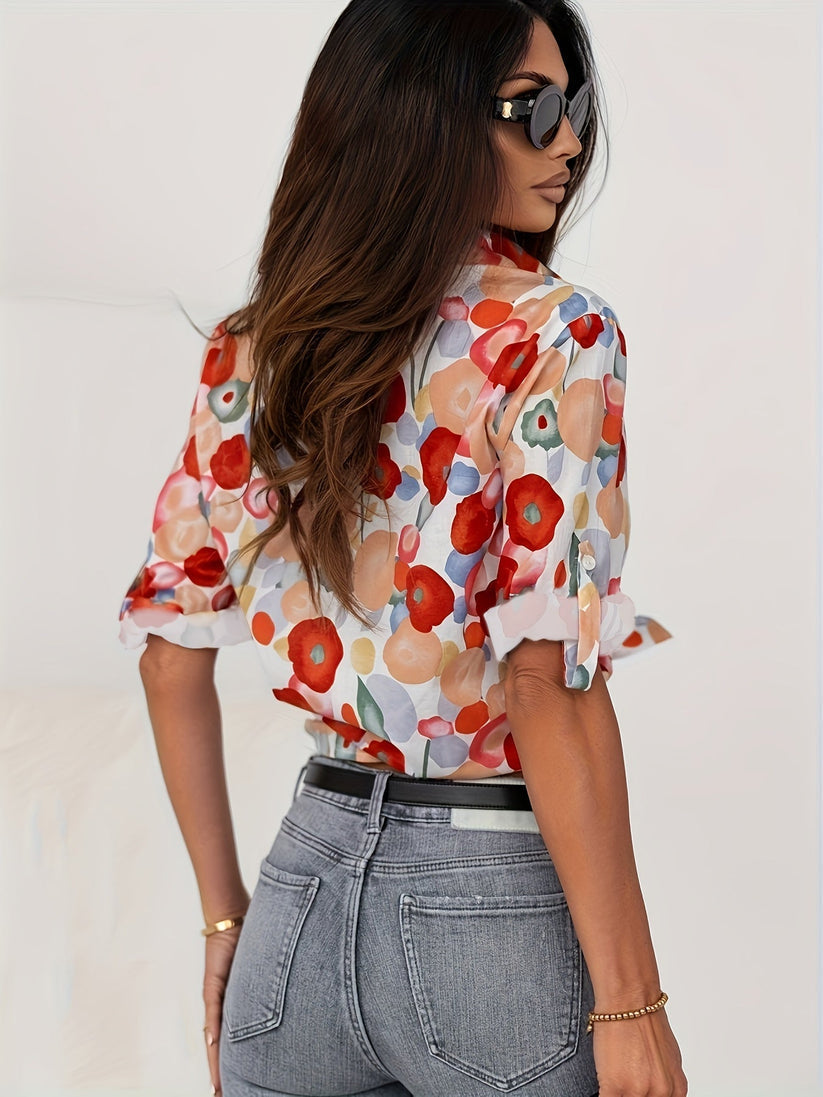 Bloemenprint Knopdown Ontspannen Zomerblouse